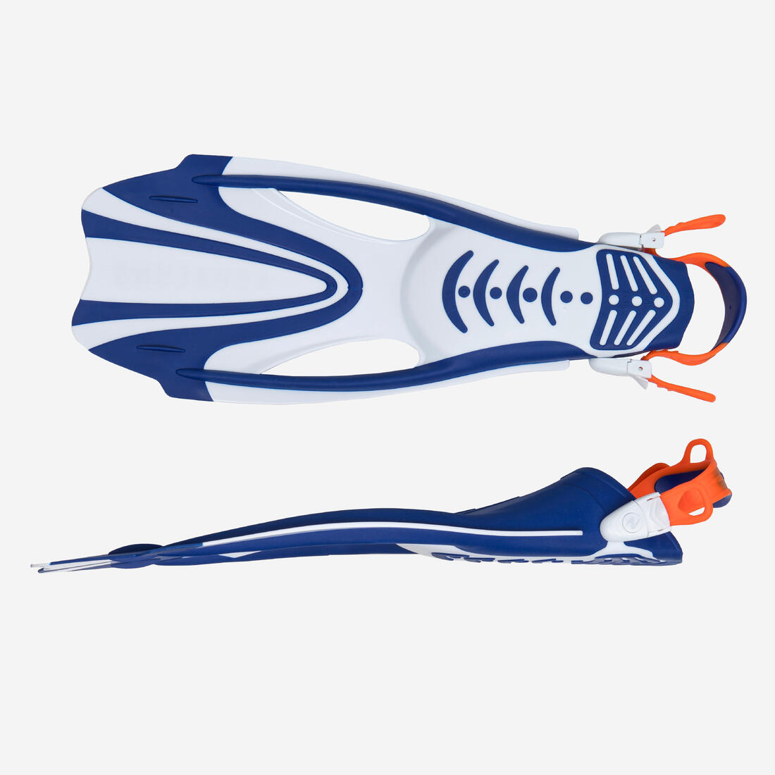 Palmes de snorkeling courtes à talons ouverts raglables - Zinger 2.0 bleu