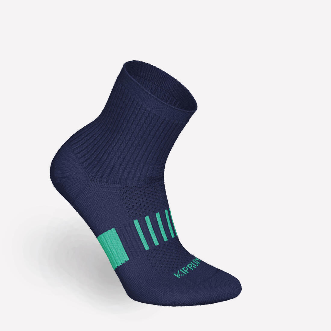 Lot X2 de chaussettes enfant AT 500 mid turquoise et rayées turquoises grises