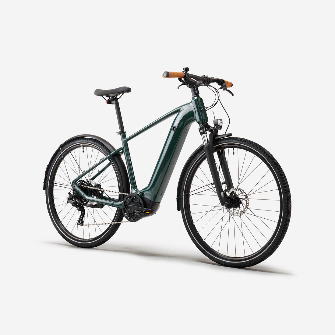 Vélo tout chemin électrique à moteur central et cadre haut, E-ACTV 500 vert