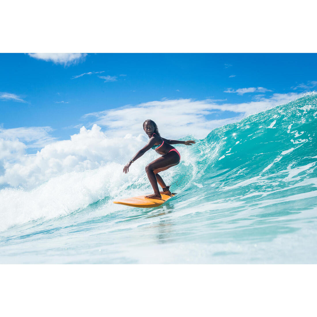 HAUT DE MAILLOT DE BAIN SURF FILLE BRASSIÈRE BONDI 500