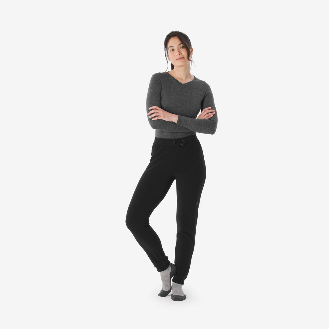Collant polaire de randonnée femme, MH100 NOIR