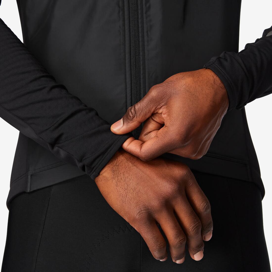 Maillot de vélo de route manches longues mi-saison homme, noir EDR
