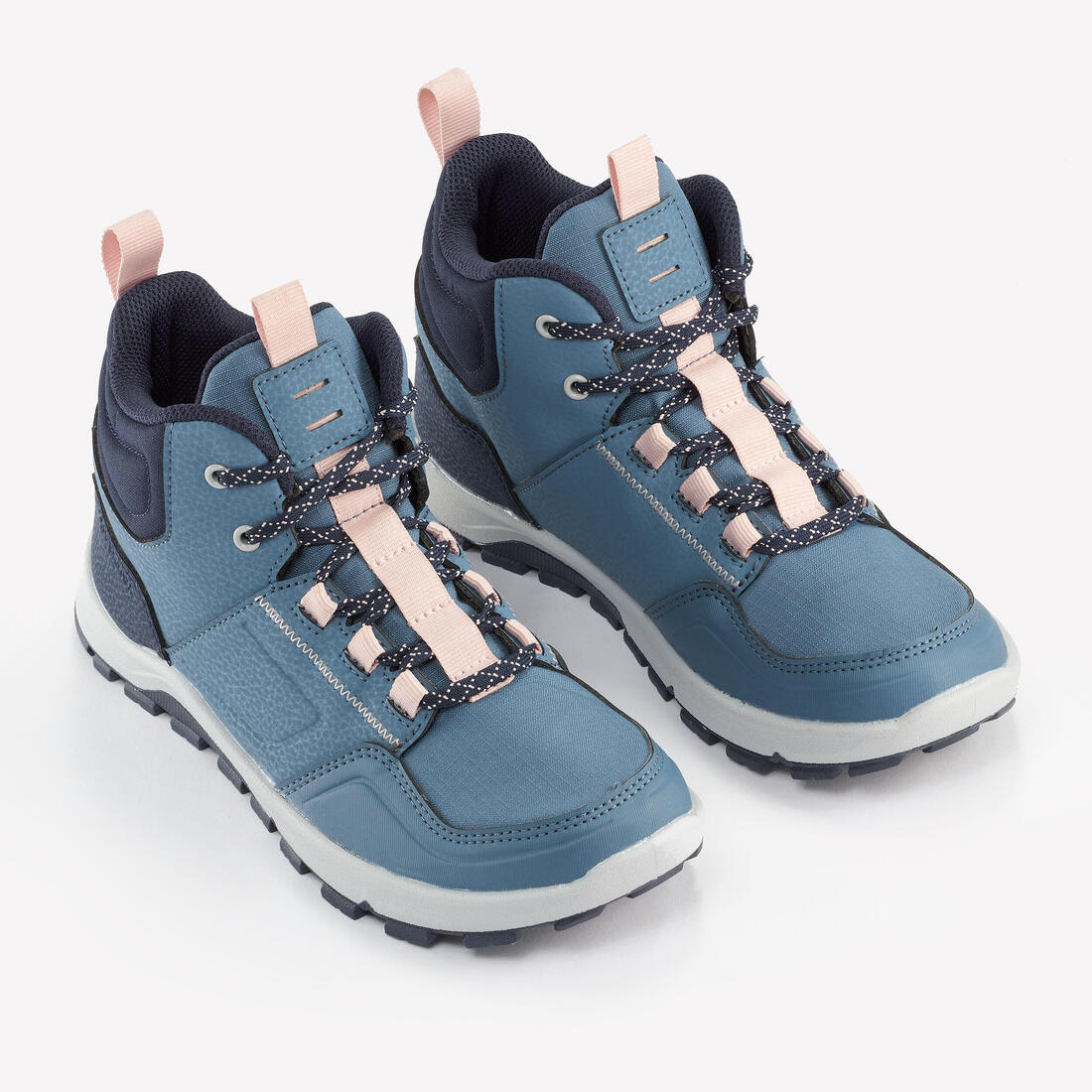 Chaussures de randonnée mid à lacets déperlantes 35 au 38 enfant, NH500 bleu