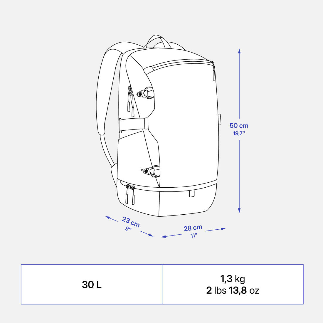 Sac à dos de randonnée isotherme 30L, Arpenaz 500 Ice