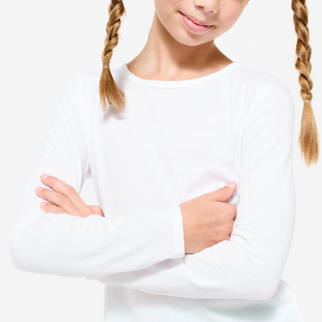T-shirt enfant manches longues coton - Basique blanc