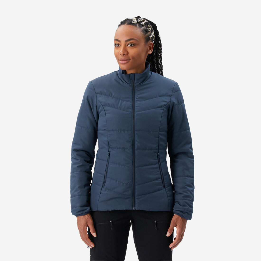 Doudoune de trek synthétique femme, MT50 5°C bleu