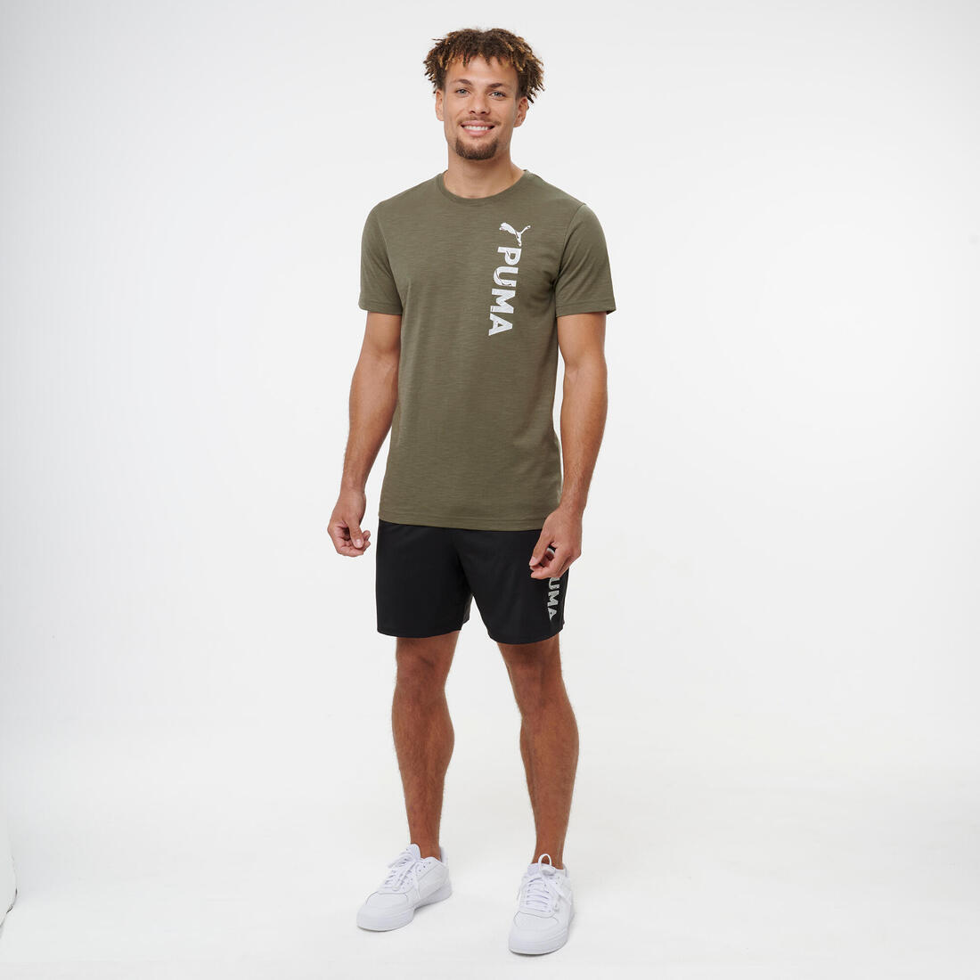 T-shirt de fitness homme, kaki