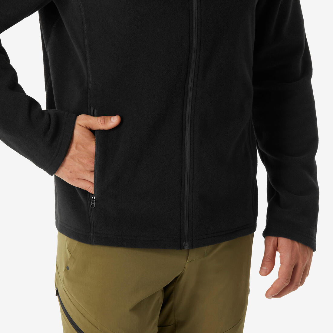 Polaire de randonnée montagne homme, MH100full zip noir