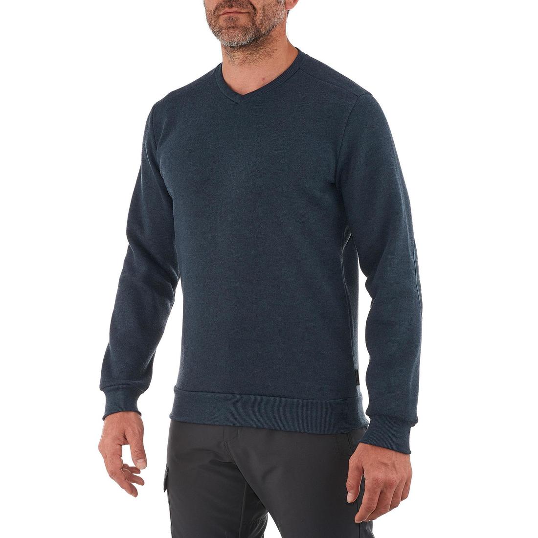 Pull de randonnée - NH150 col V - Homme – bleu fonce