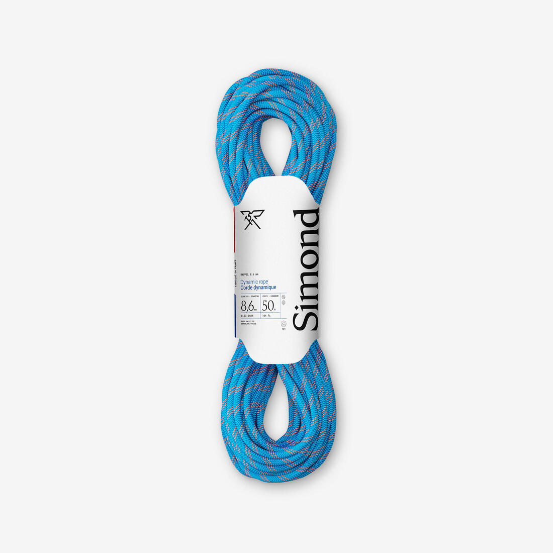 Corde à double d'escalade et d'alpinisme 8.6 mm x 50 m - rappel 8.6