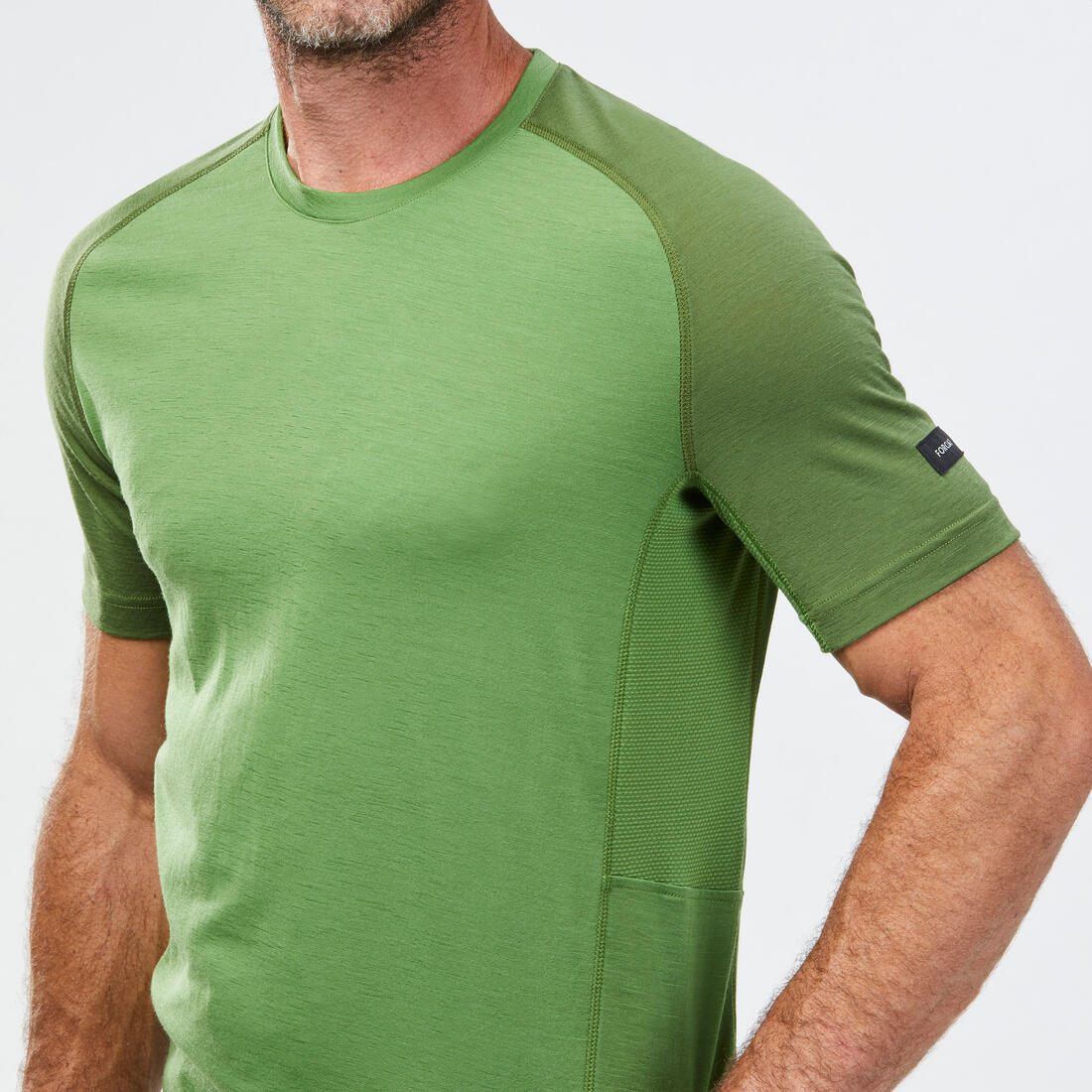 T-shirt de trek manches courtes en laine mérinos  - homme - mt500