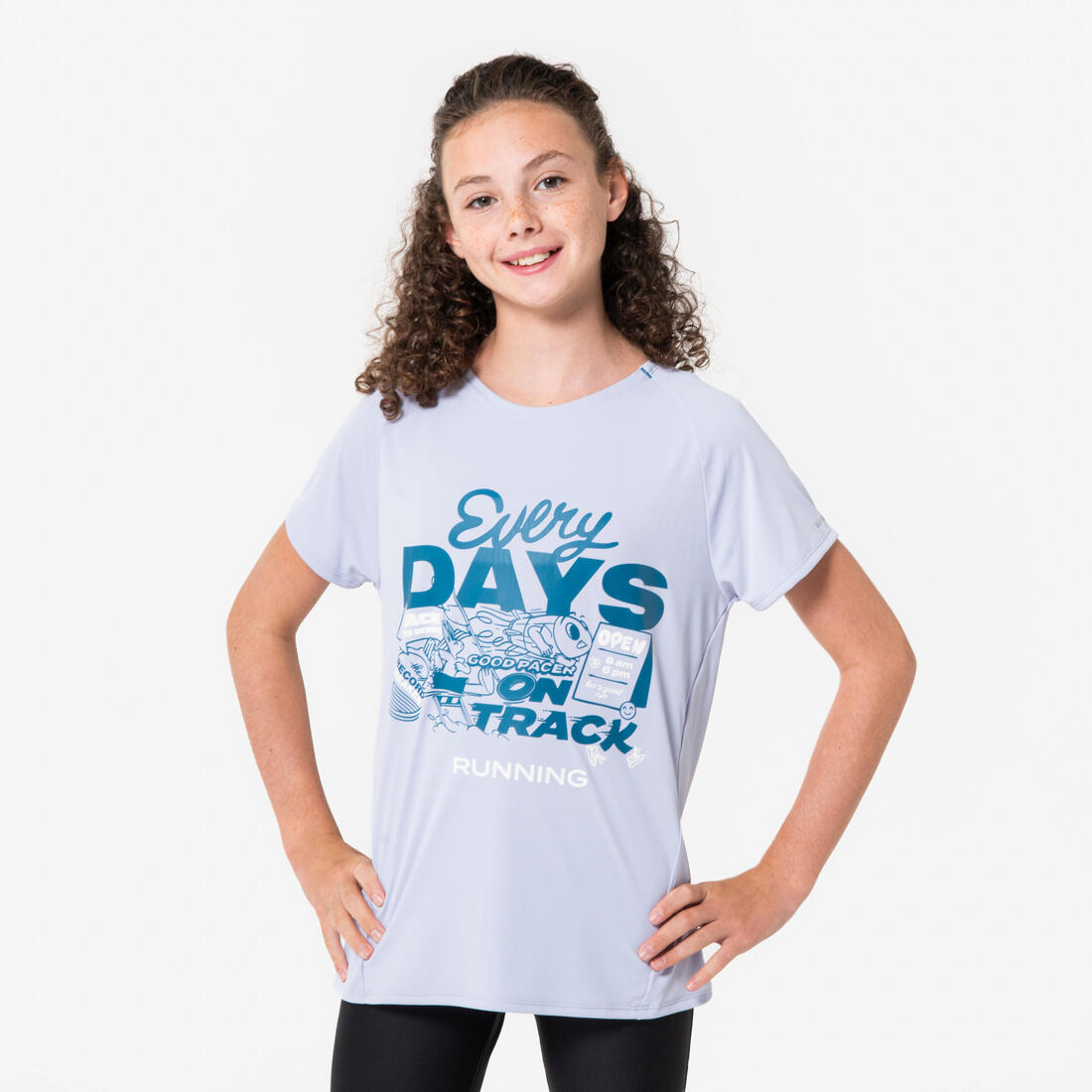 T-shirt de running respirant Fille - KIPRUN DRY+ 500 pastel