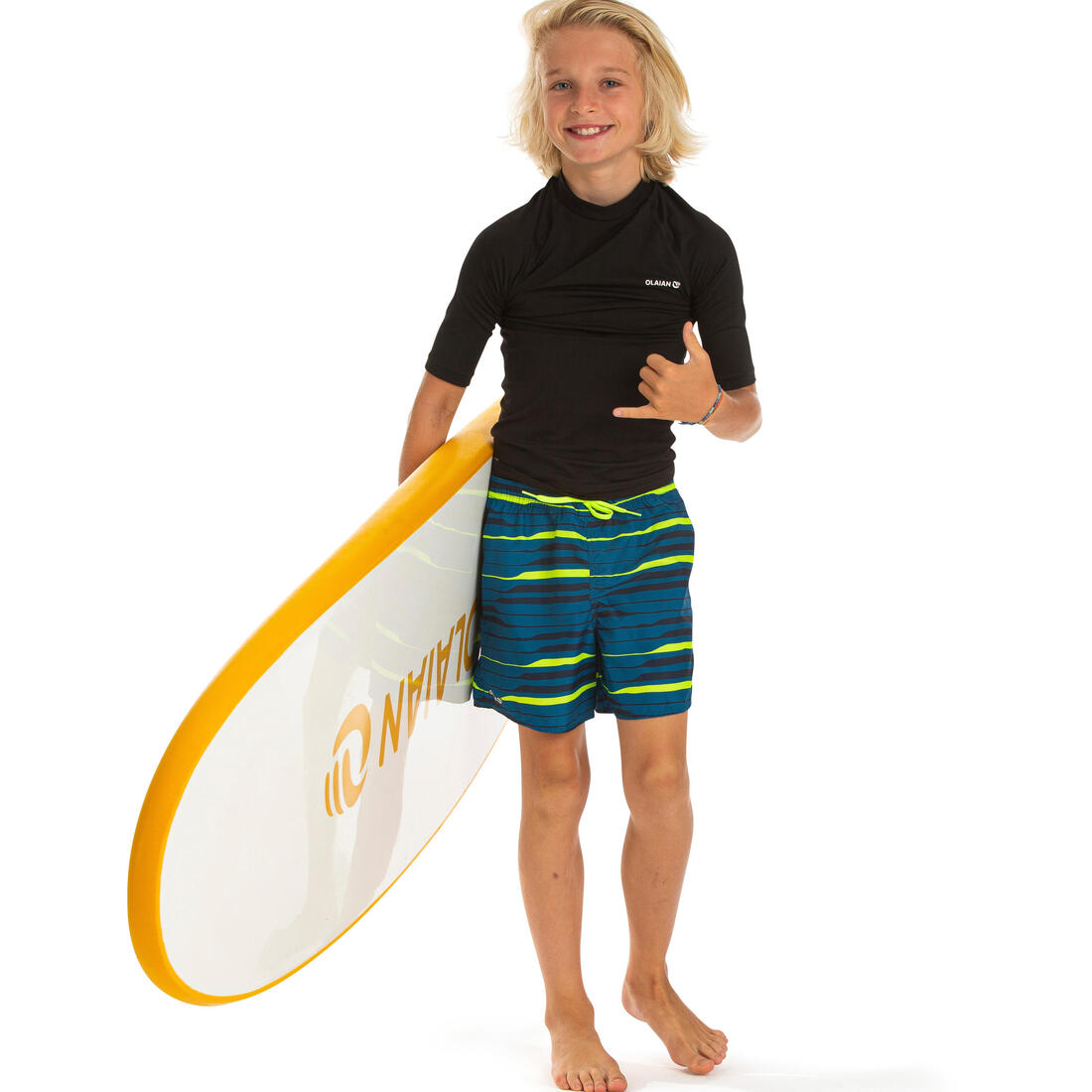 Short de bain 100 bleu noir