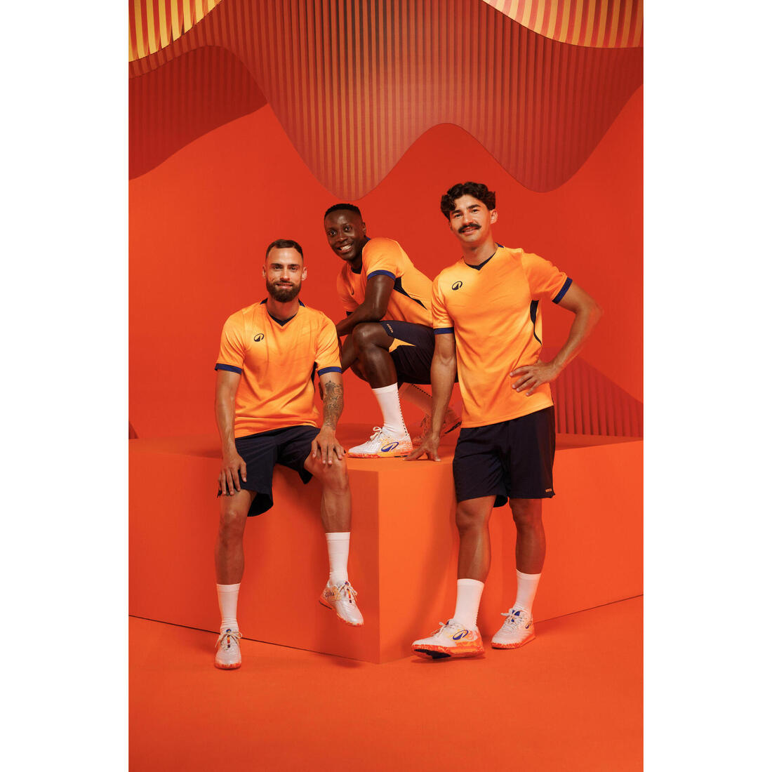 Maillot de Football CLR Adulte manches courtes Orange et Marine