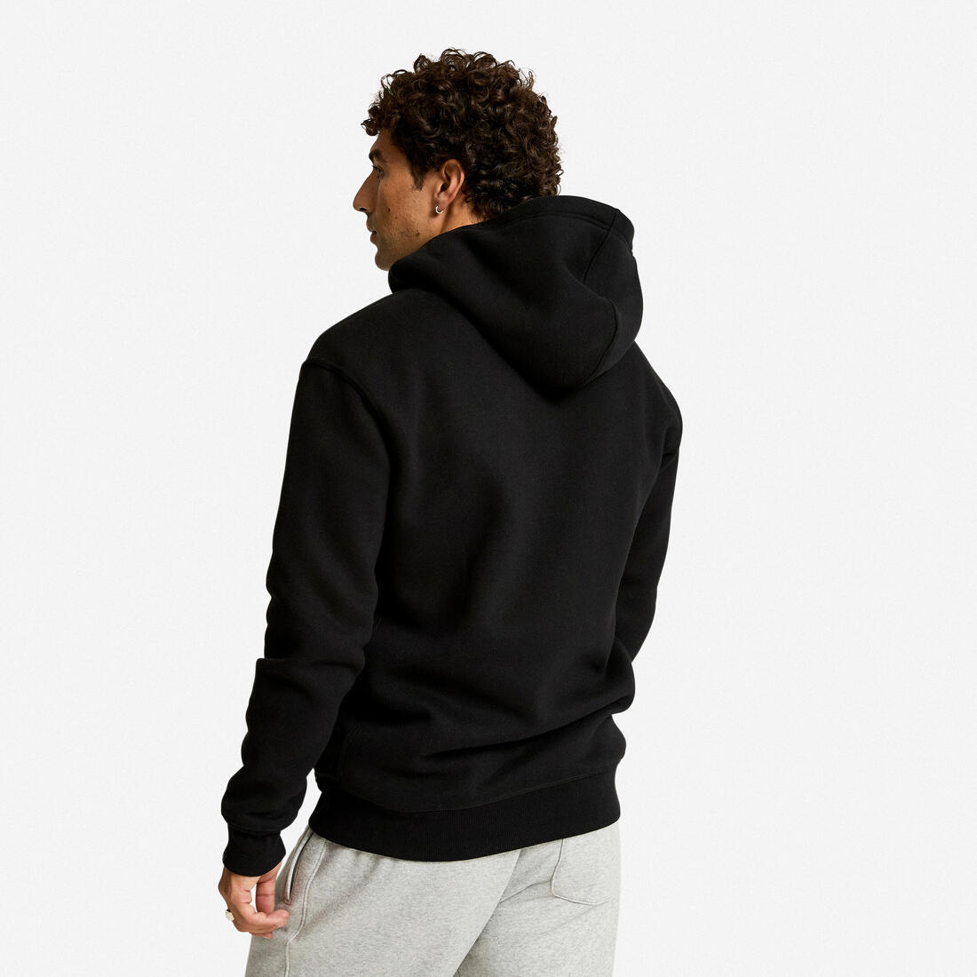 Sweat zippé avec capuche fitness homme,  vert foncé