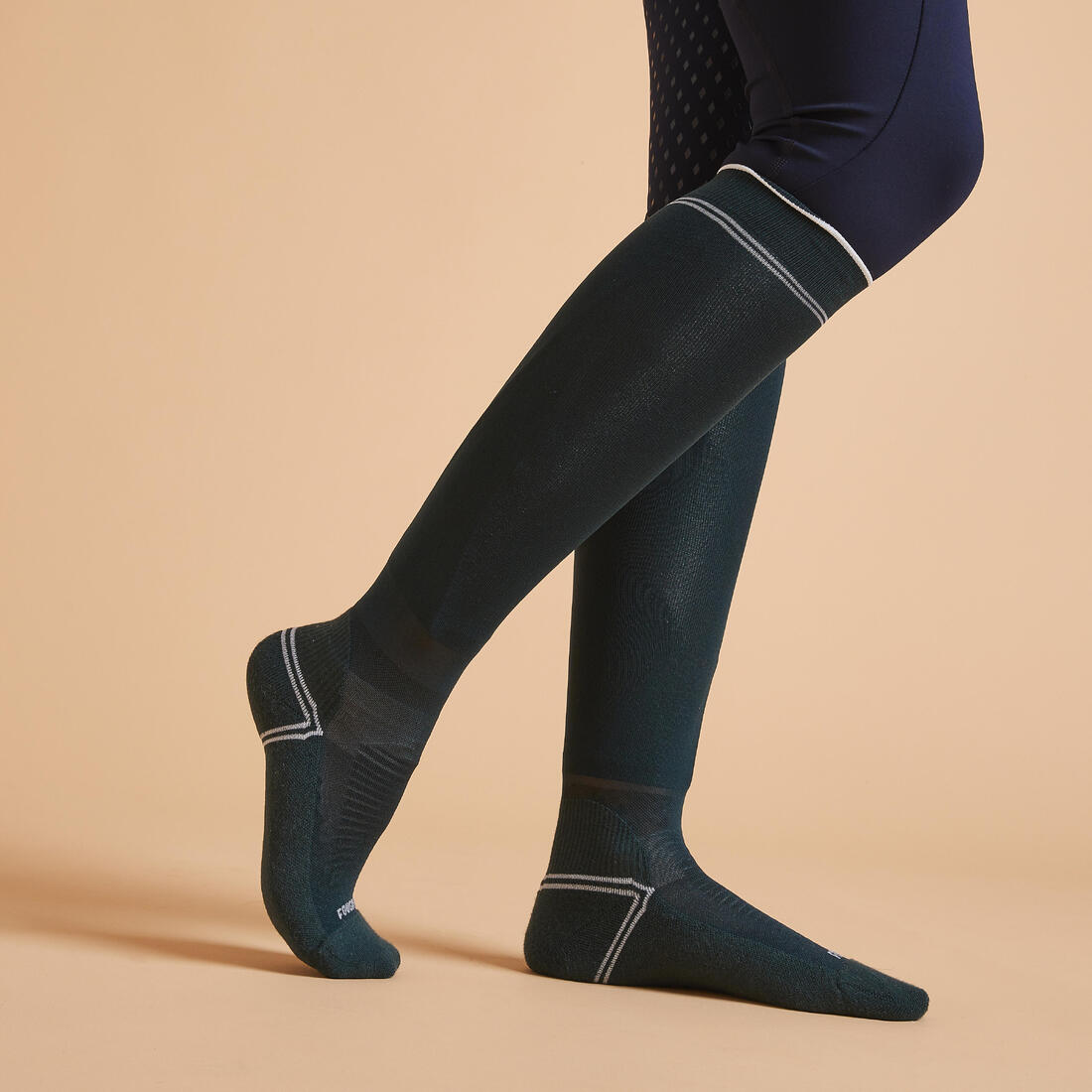 CHAUSSETTES EQUITATION ADULTES EXTRA FINES BLEUES LOT DE 2