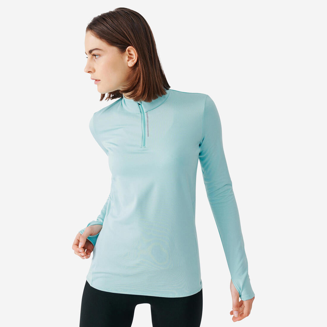 T-shirt manches longues chaud running femme - Zip warm