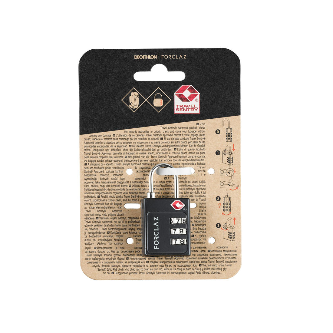 Cadenas à code de voyage solide, Travel TSA noir