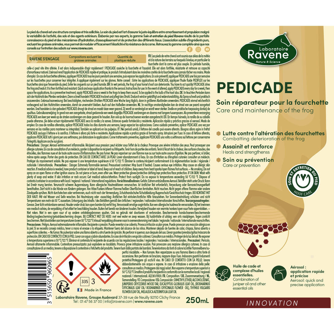 Soin fourchette spray Cheval et Poney - Pedicade 250 ml