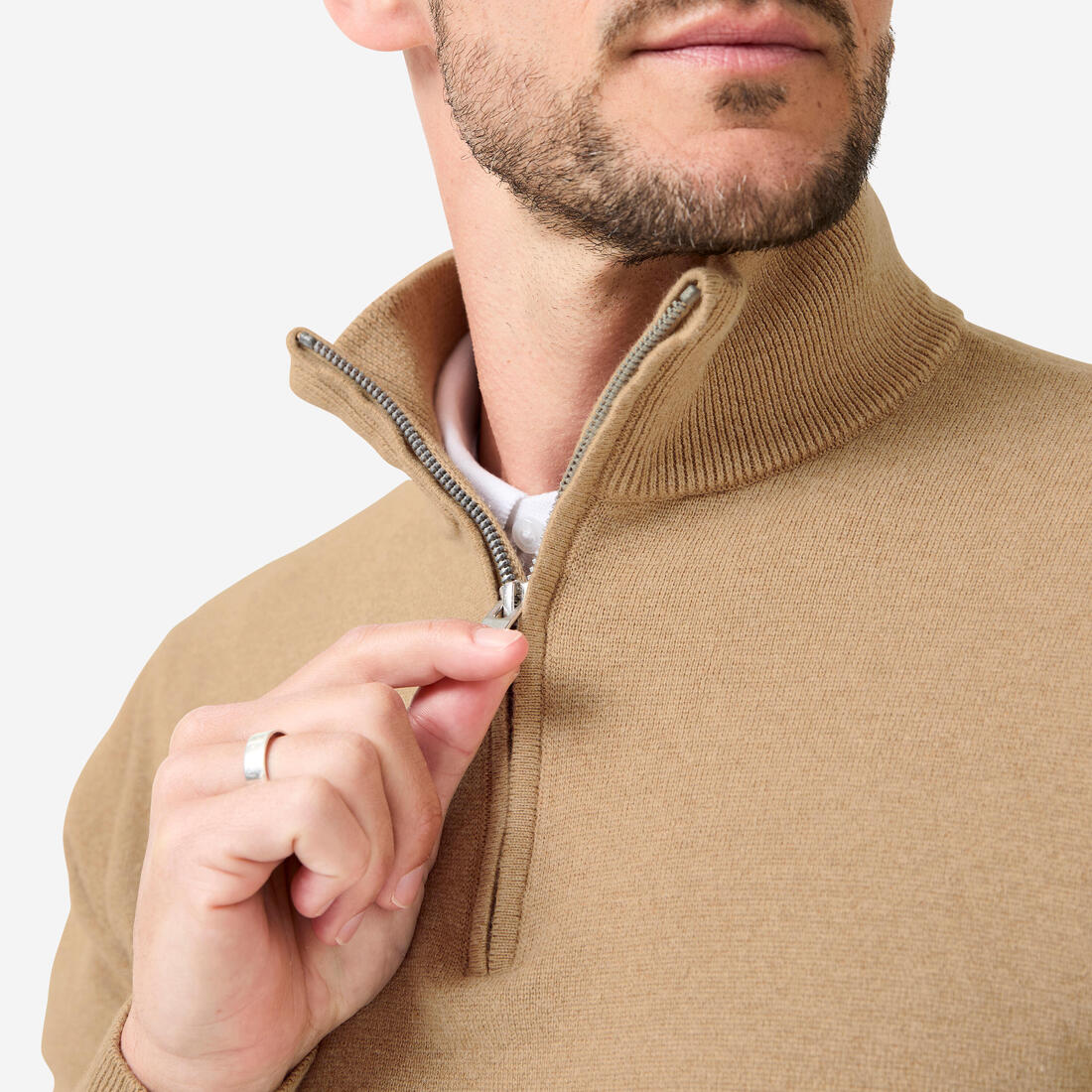 Pull de golf col montant zippé Homme, MW500 marine