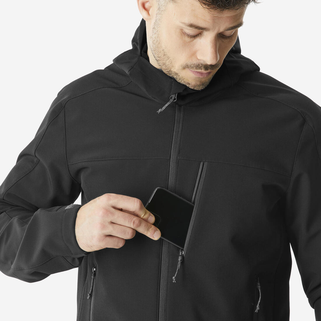 Veste de trek coupe-vent softshell homme, MT500 khaki
