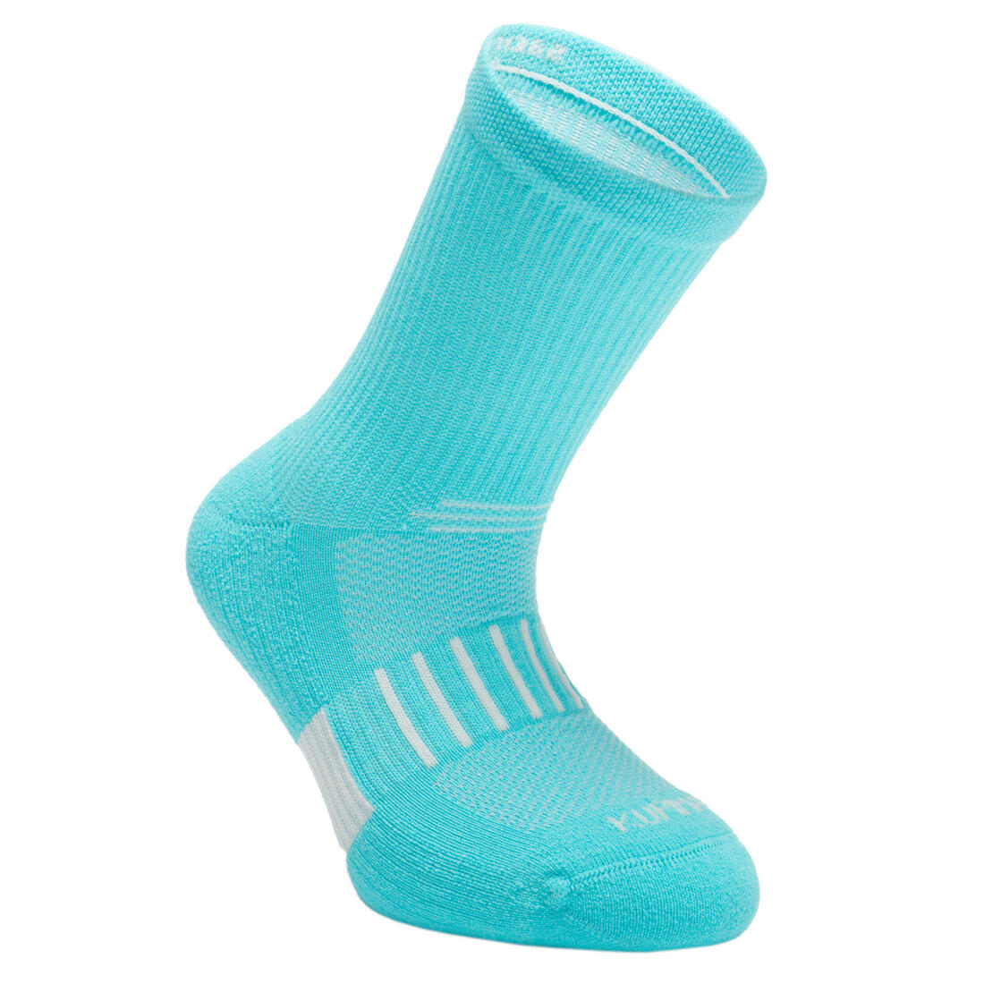 Lot X2 de chaussettes enfant AT 500 mid turquoise et rayées turquoises grises