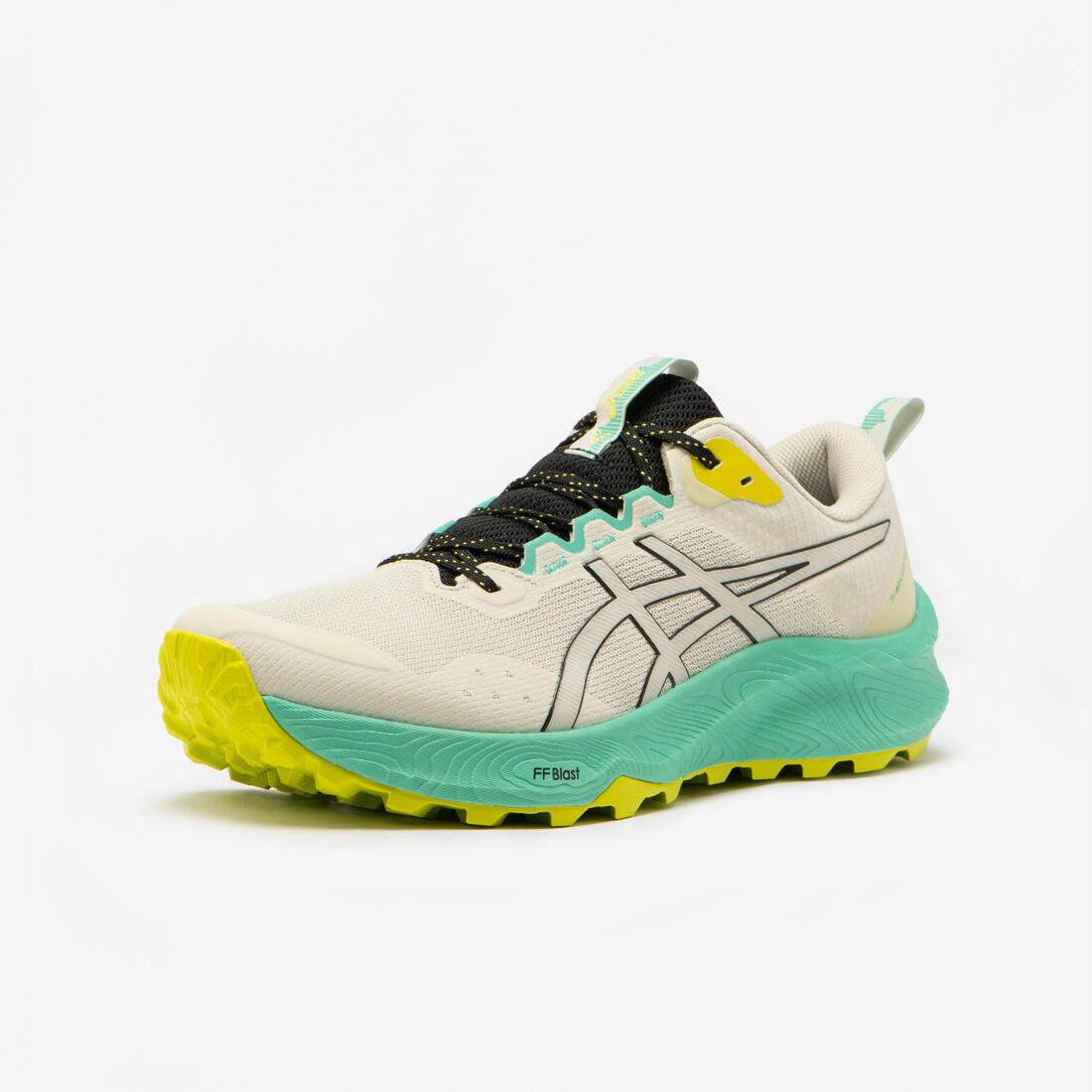 Chaussures de running trail femme, Asics trabuco terra 2, noir vert et