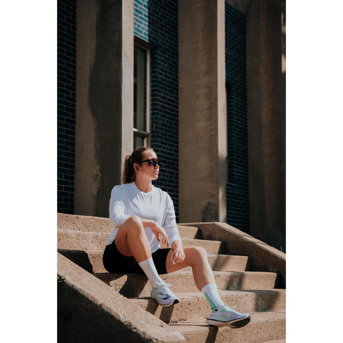 Short cycliste running femme - kiprun run 100 noir