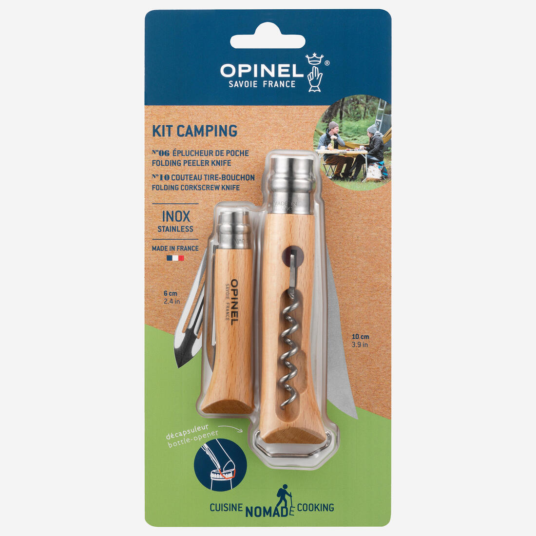 Kit de Camping Opinel avec couteau n°10, éplucheur et tire bouchon