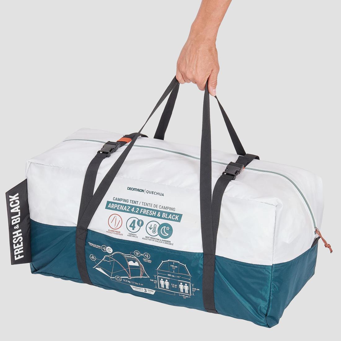 Tente de camping 4 places 2 chambres, Fresh & Black, Arpenaz 4.2