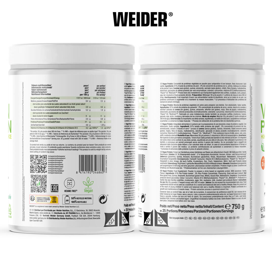 Proteine vegan 750g vanille