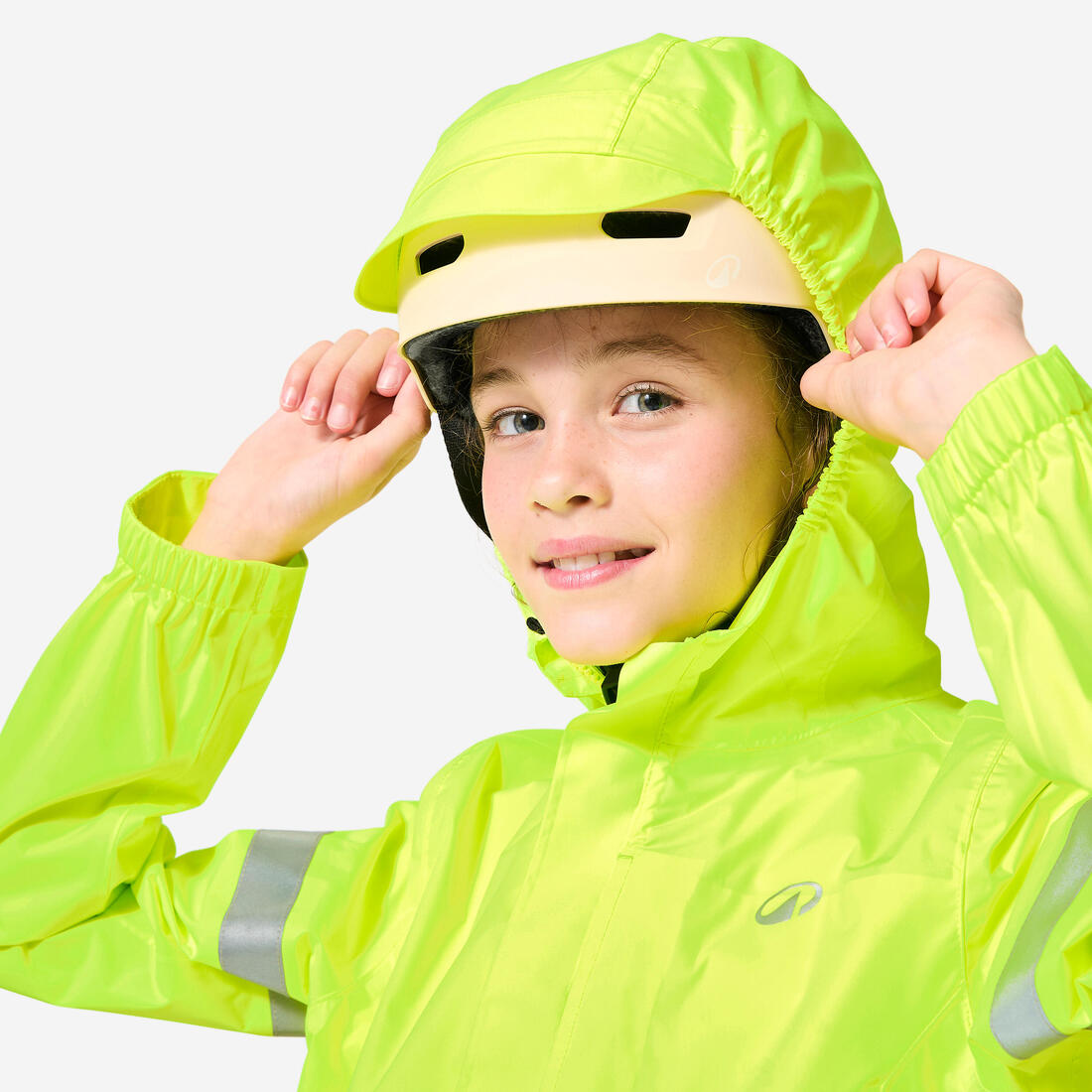 VESTE VÉLO 500 ENFANT PLUIE JAUNE HAUTE VISIBILITÉ