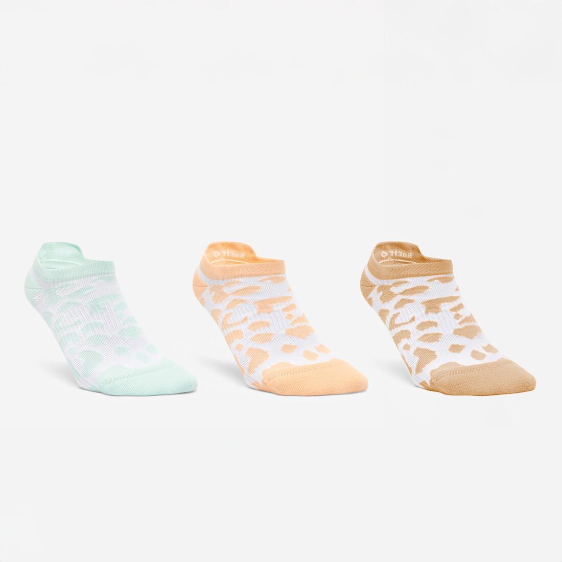 Chaussettes invisibles de fitness x3 femme, vert marron et