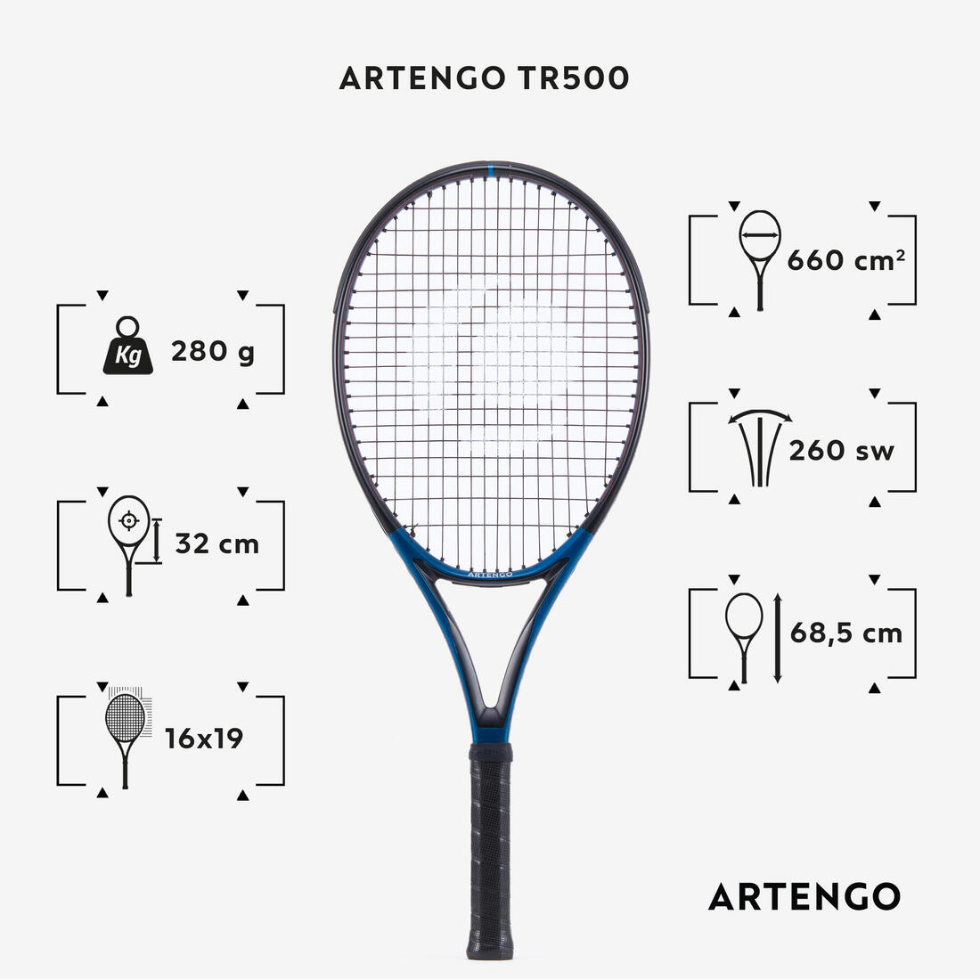 Raquette de tennis adulte TR500