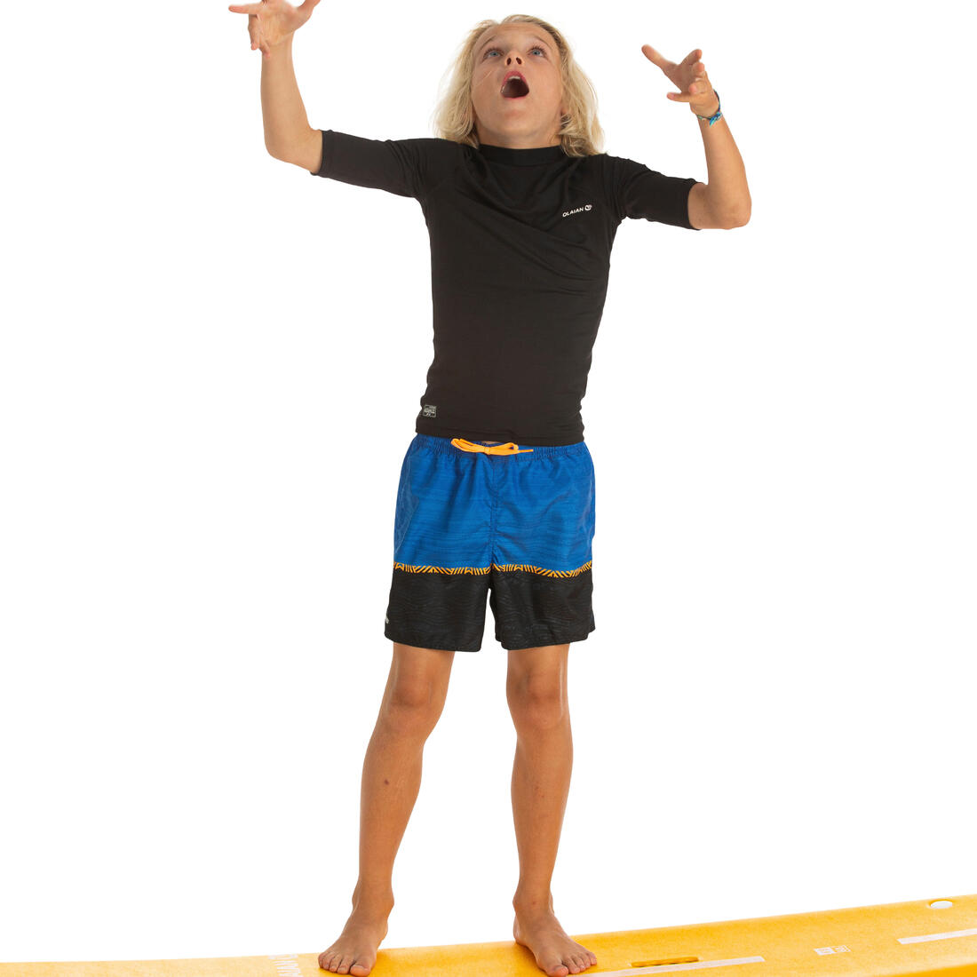 Short de bain 100 bleu noir