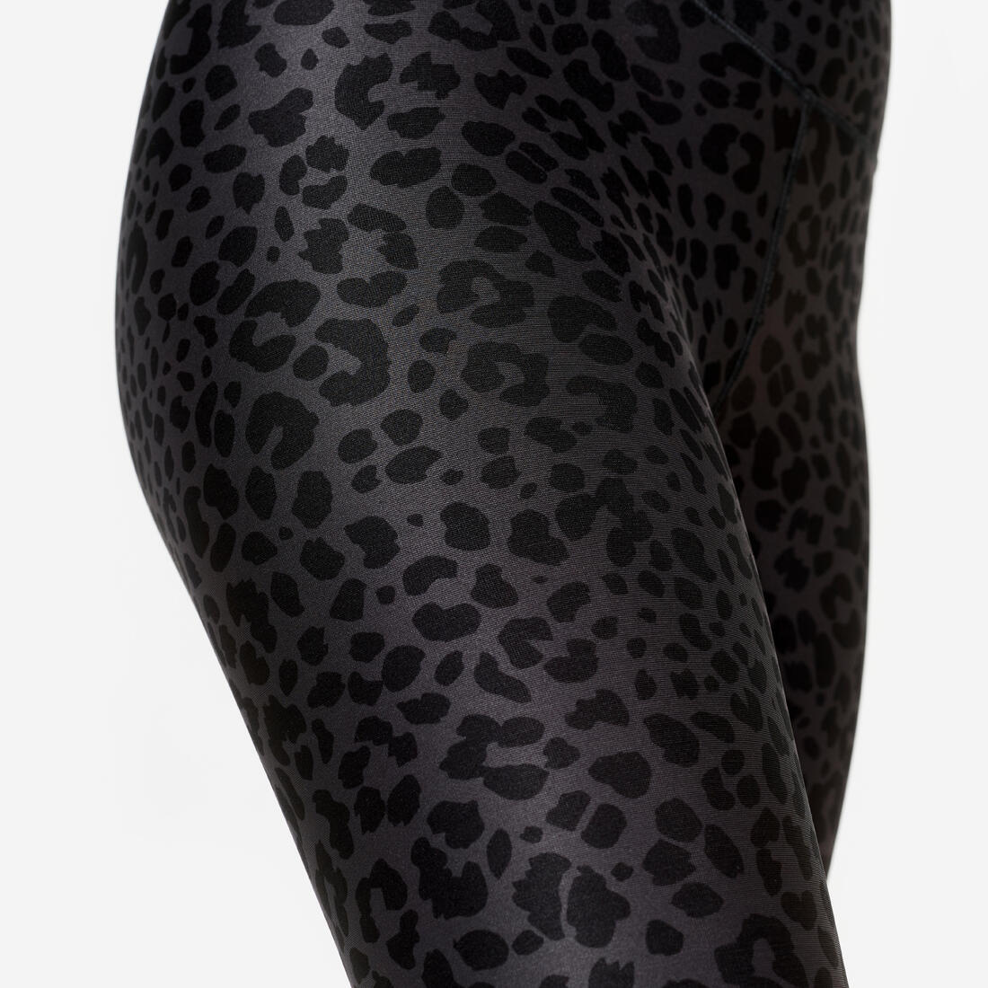 Legging de fitness taille haute femme, imprimé gris chiné