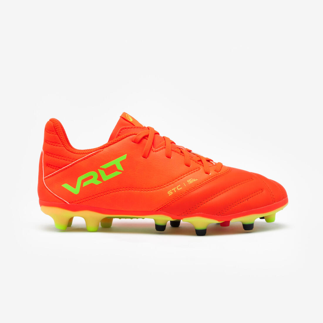 CHAUSSURES DE FOOTBALL ENFANT EN CUIR ET A LACETS VIRALTO II FG ACID RED