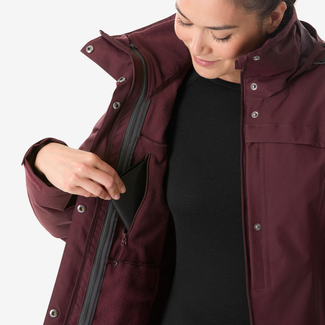 Veste de randonnée 0°C chaude femme, NH100 3en1