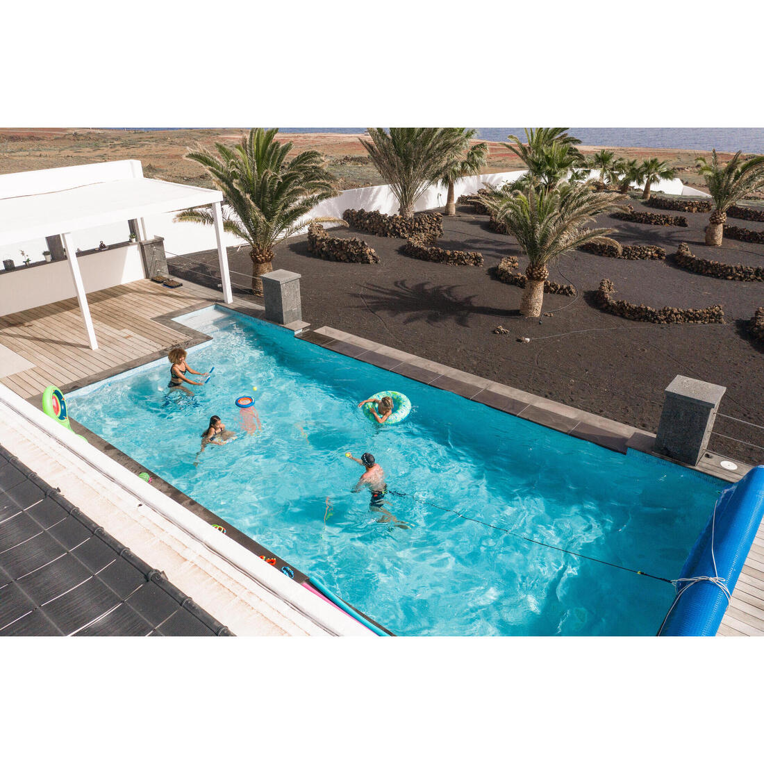 Bouée piscine gonflable imprimée grande taille 92 cm avec poignées