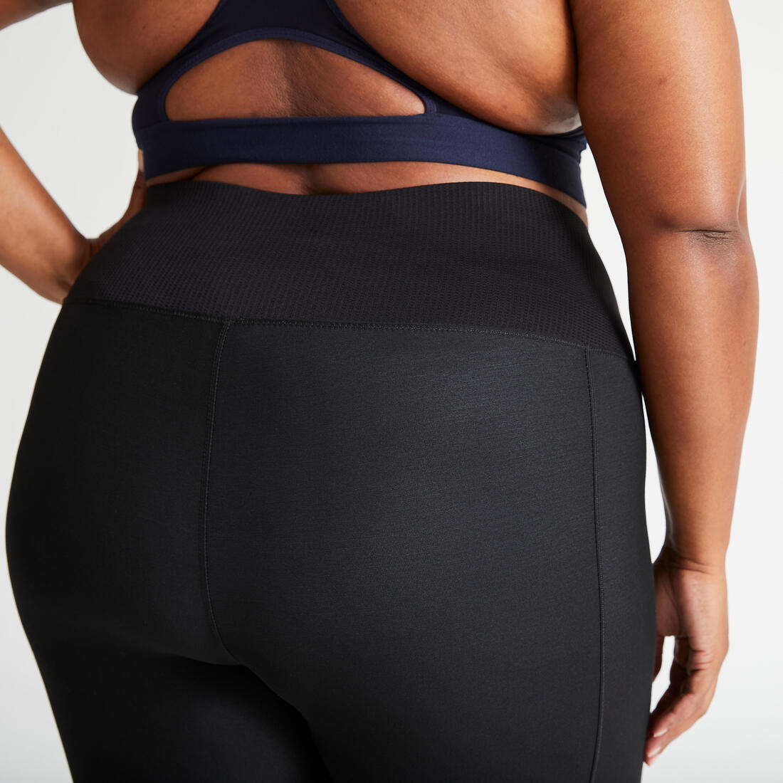 Legging de sport 7/8 respirant et grande taille, noir
