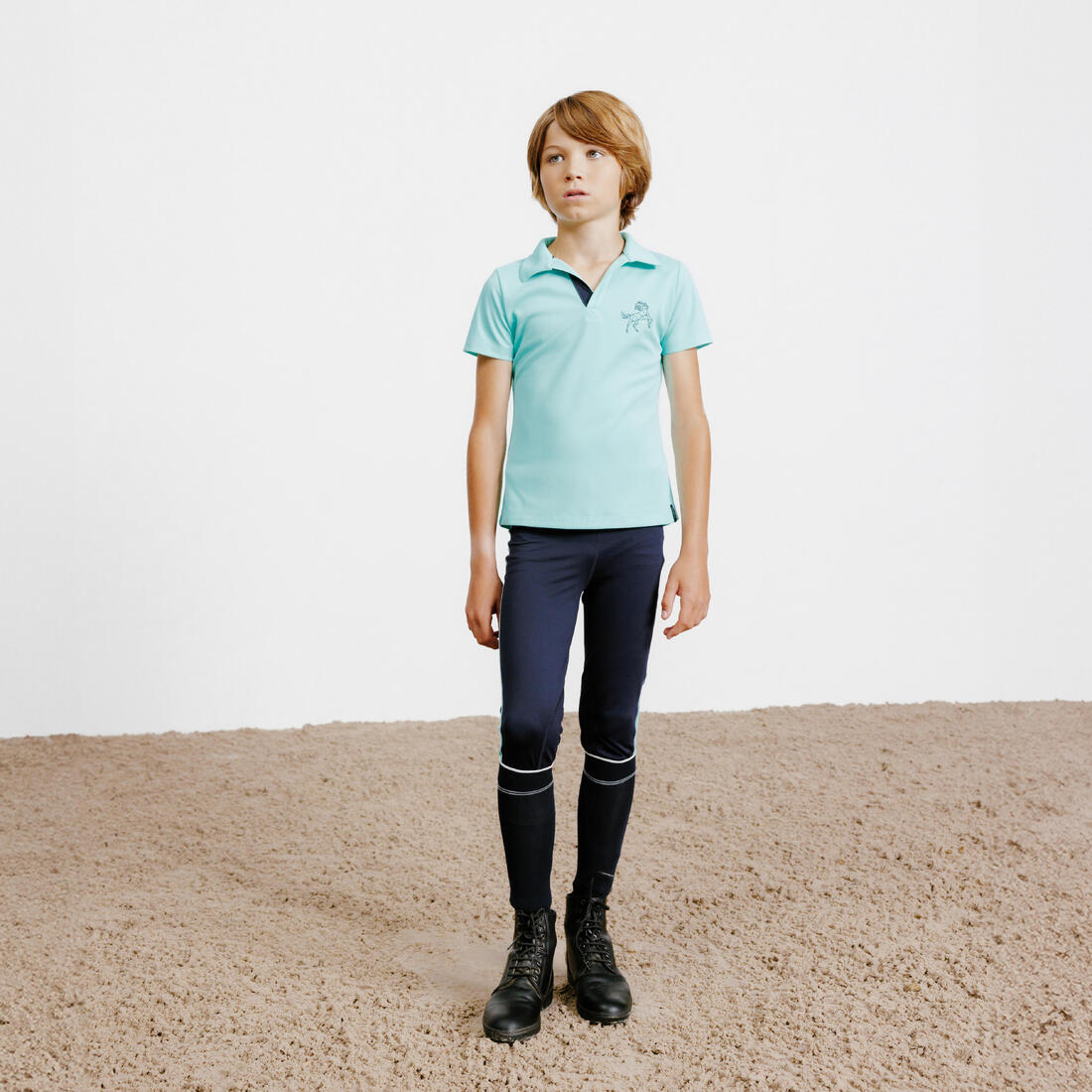 Polo équitation manches courtes léger mesh Enfant - 500