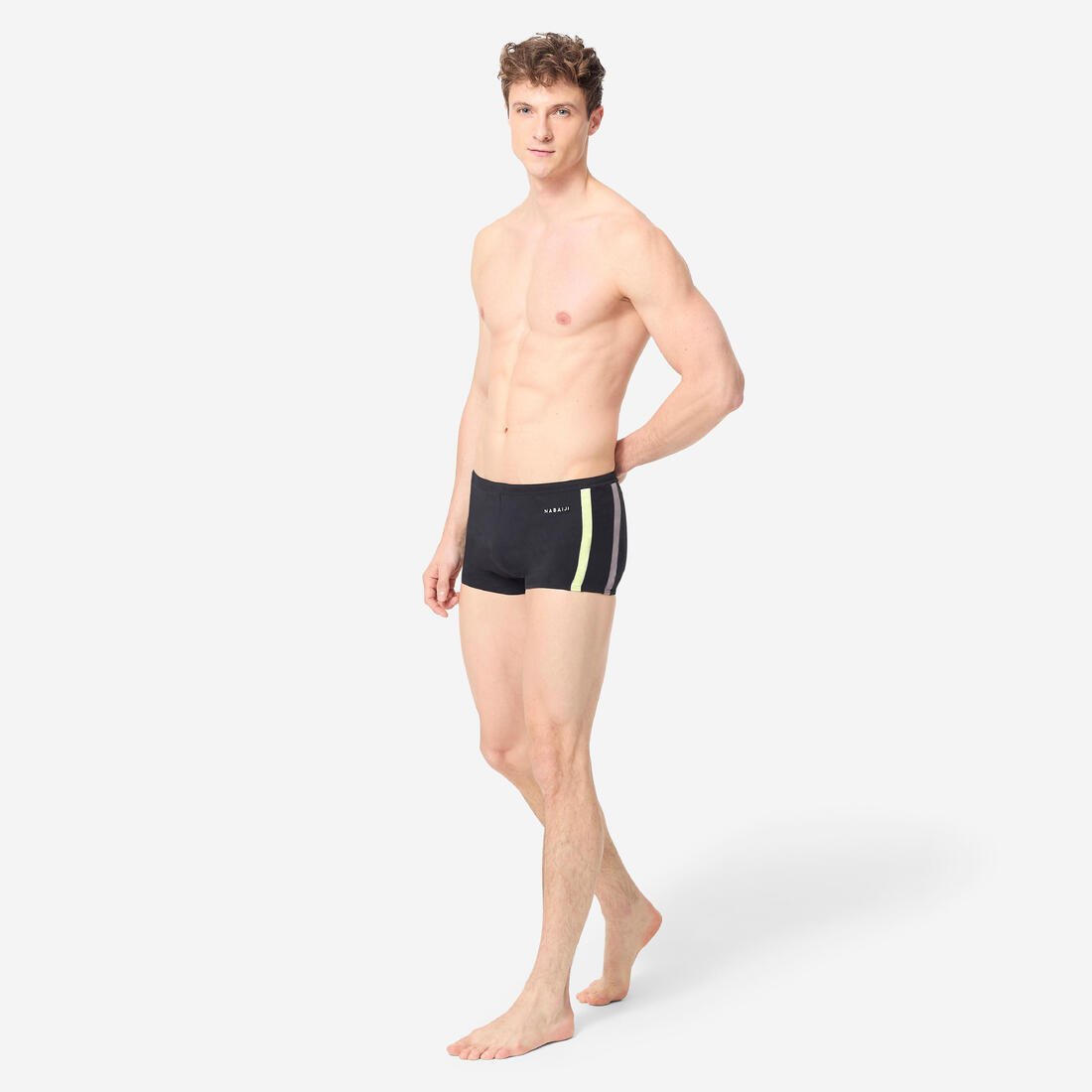 Boxer de bain natation homme, Negombo noir jaune