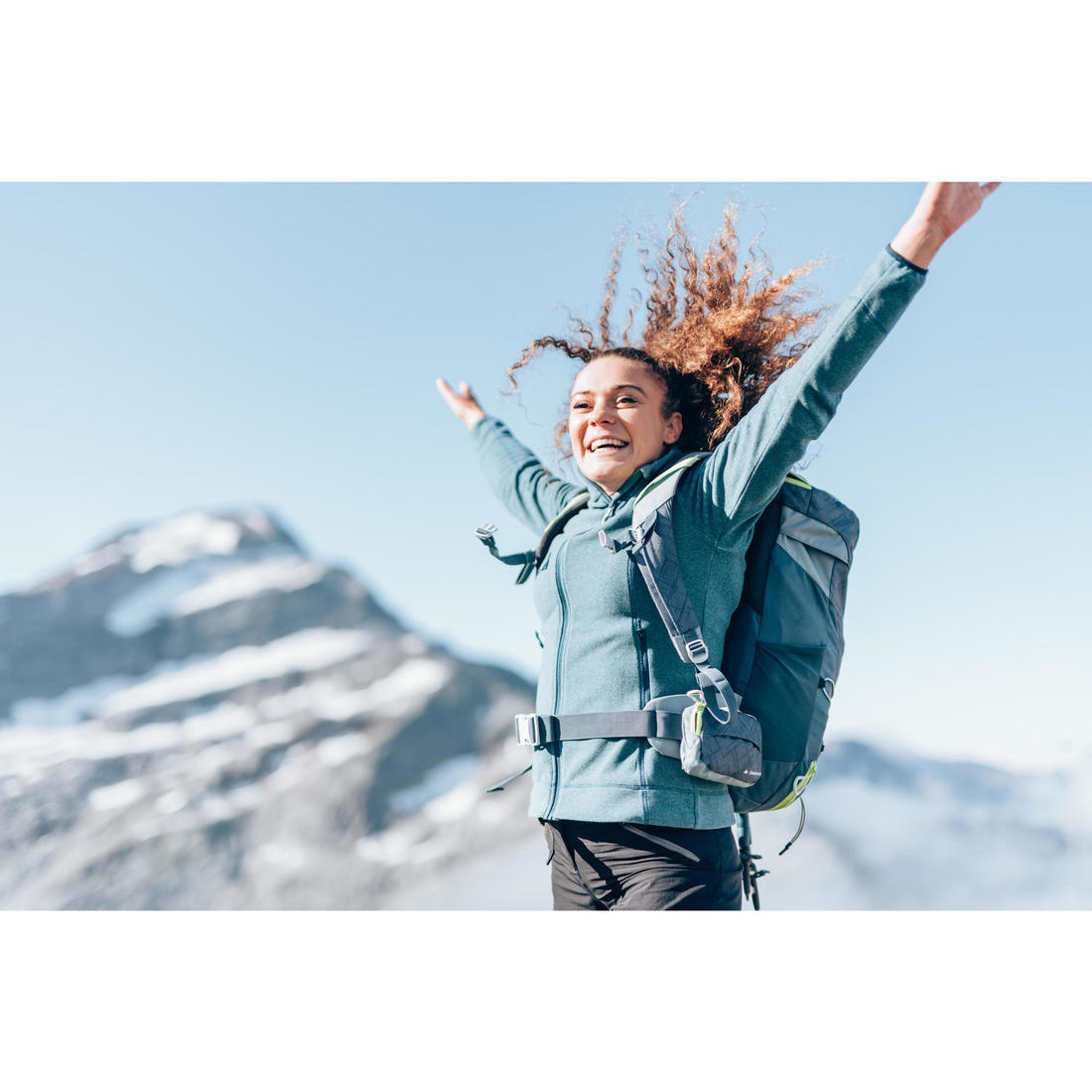 Polaire de randonnée montagne femme, MH100 full zip