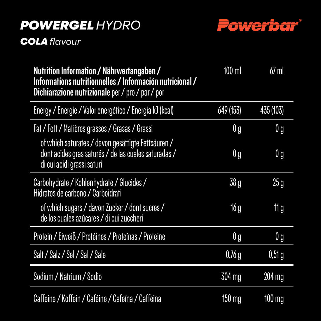 Gel énergétique HYDROGEL cola 67ml