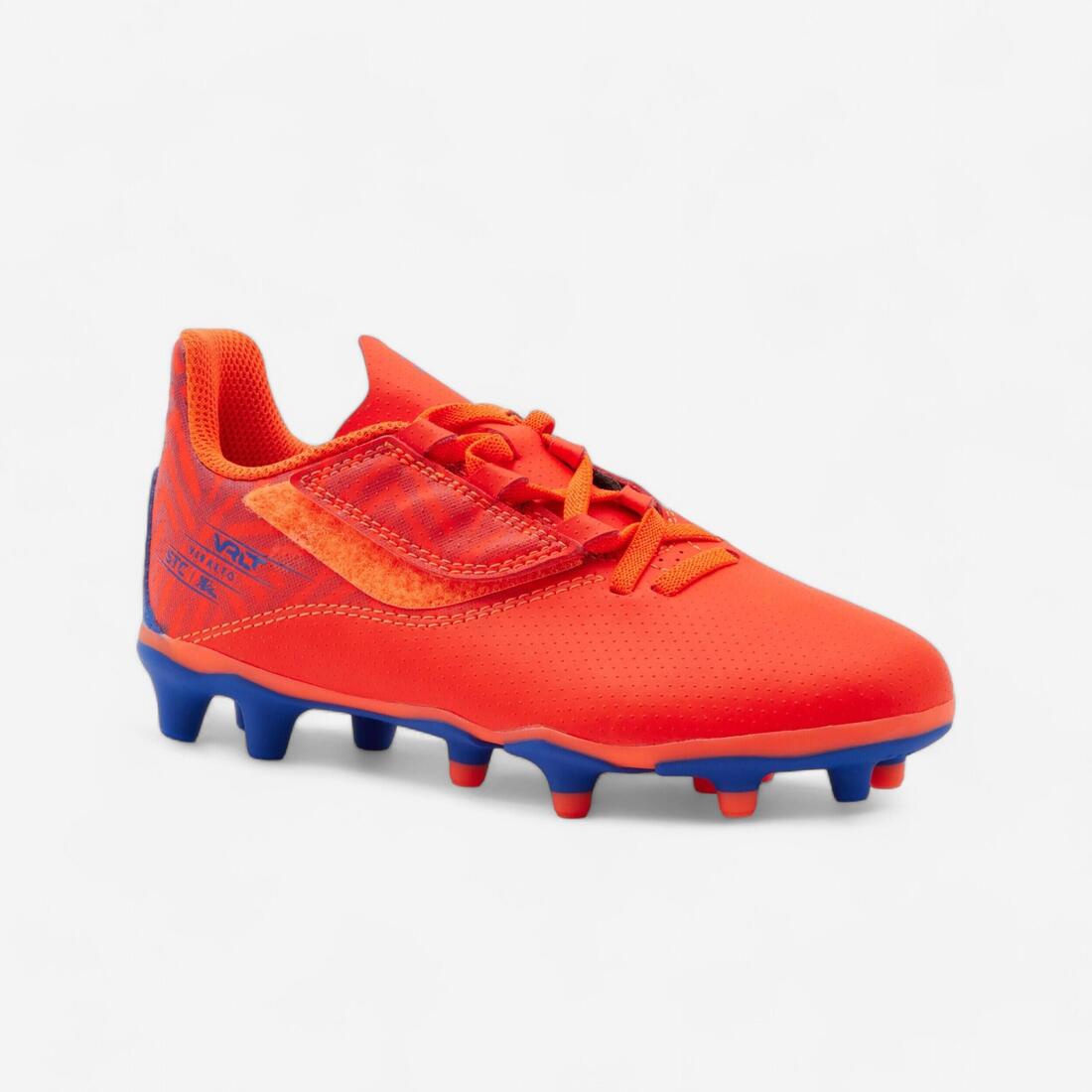 CHAUSSURES DE FOOTBALL ENFANT A SCRATCH VIRALTO I EASY FG NEBULA – orange flamme fluo