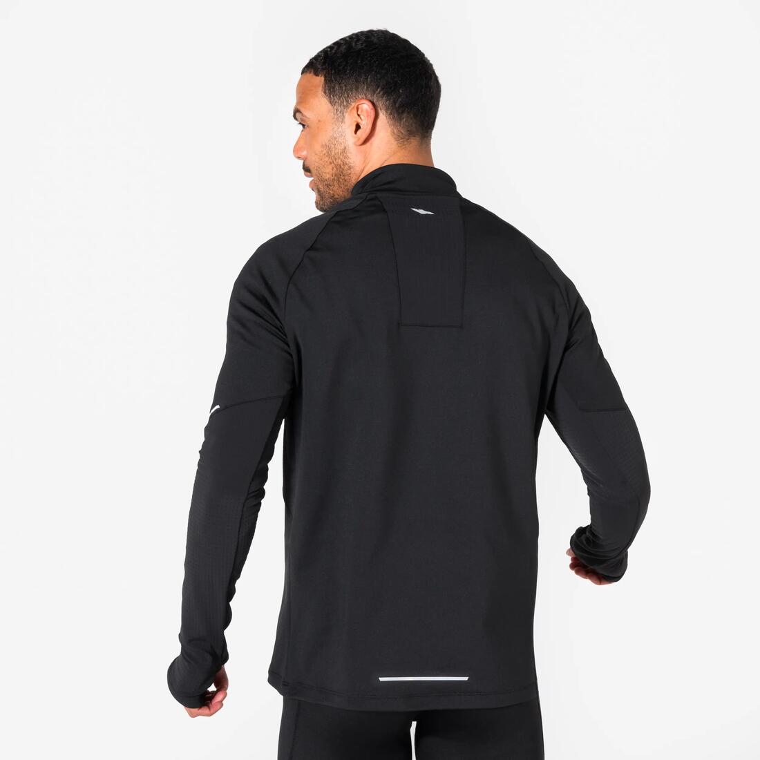 T-shirt manches longues demi zip chaud Homme, Kiprun run 500 warm