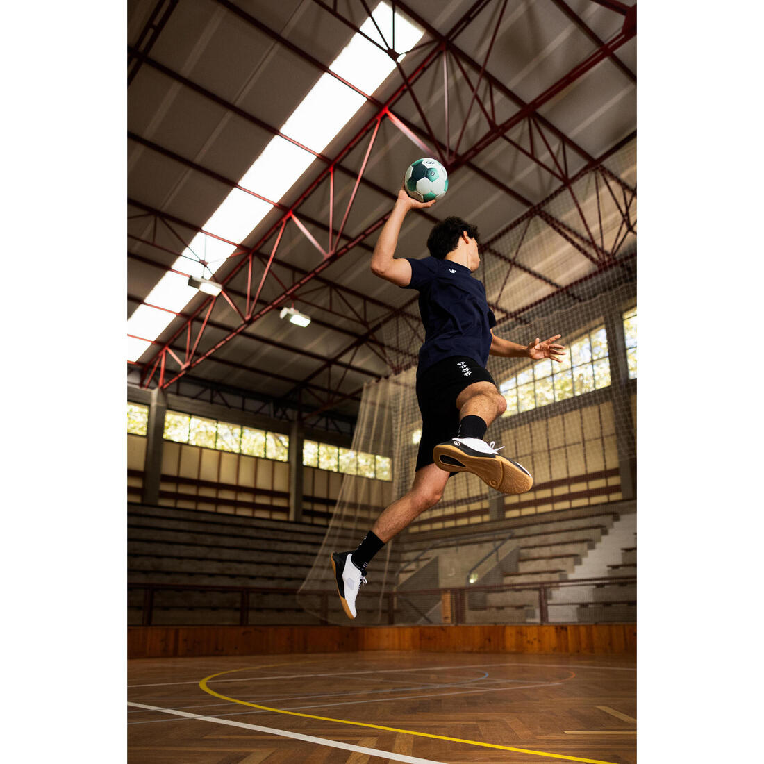 Chaussures de handball adulte, HB100 noir blanc