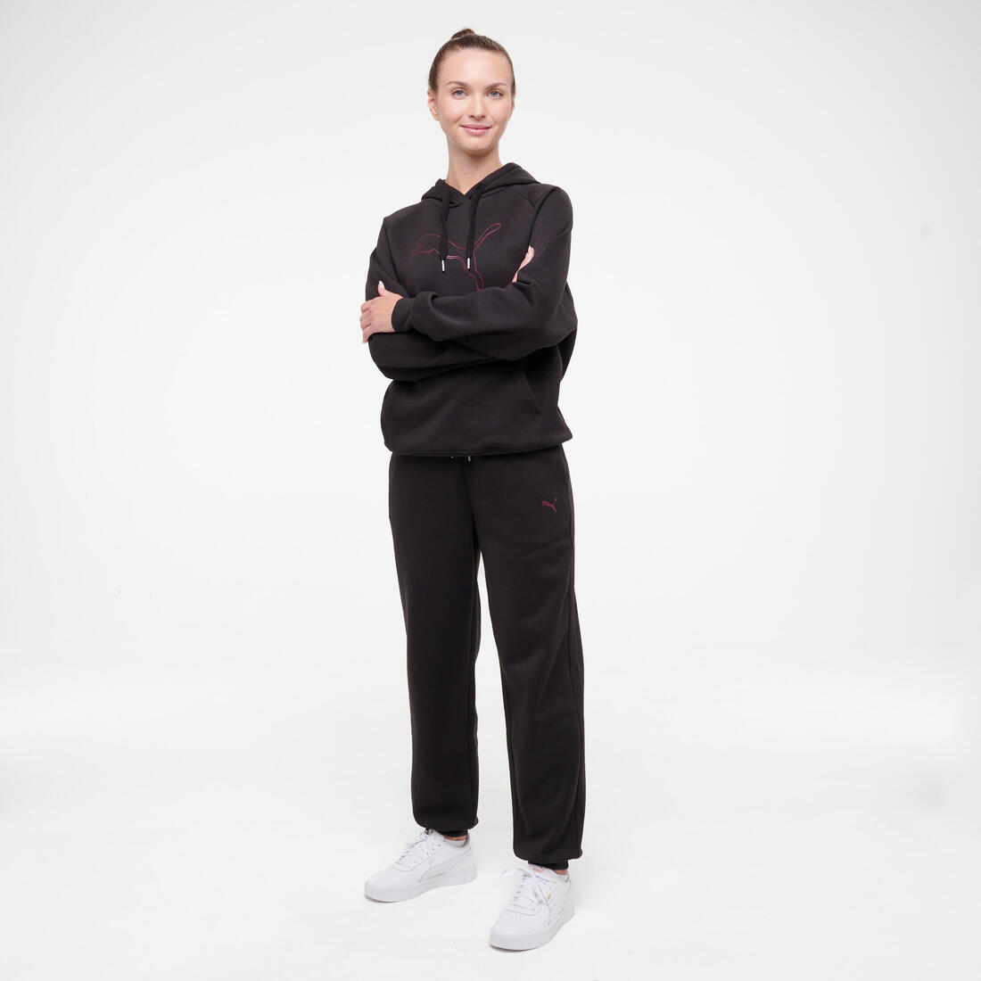 Pantalon de jogging fitness femme, noir