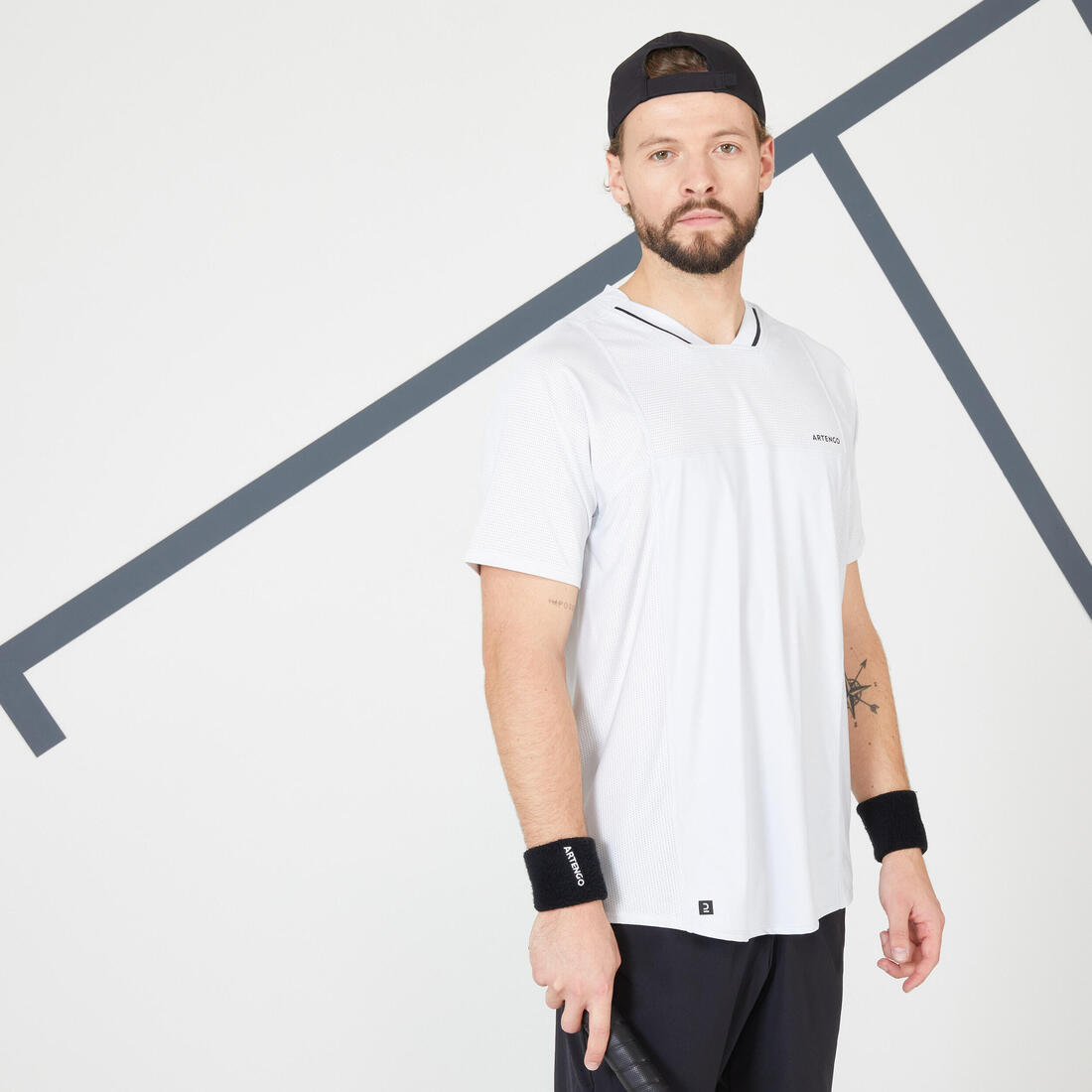 T-shirt tennis manches courtes Homme - ARTENGO DRYVN – bleu brumeux