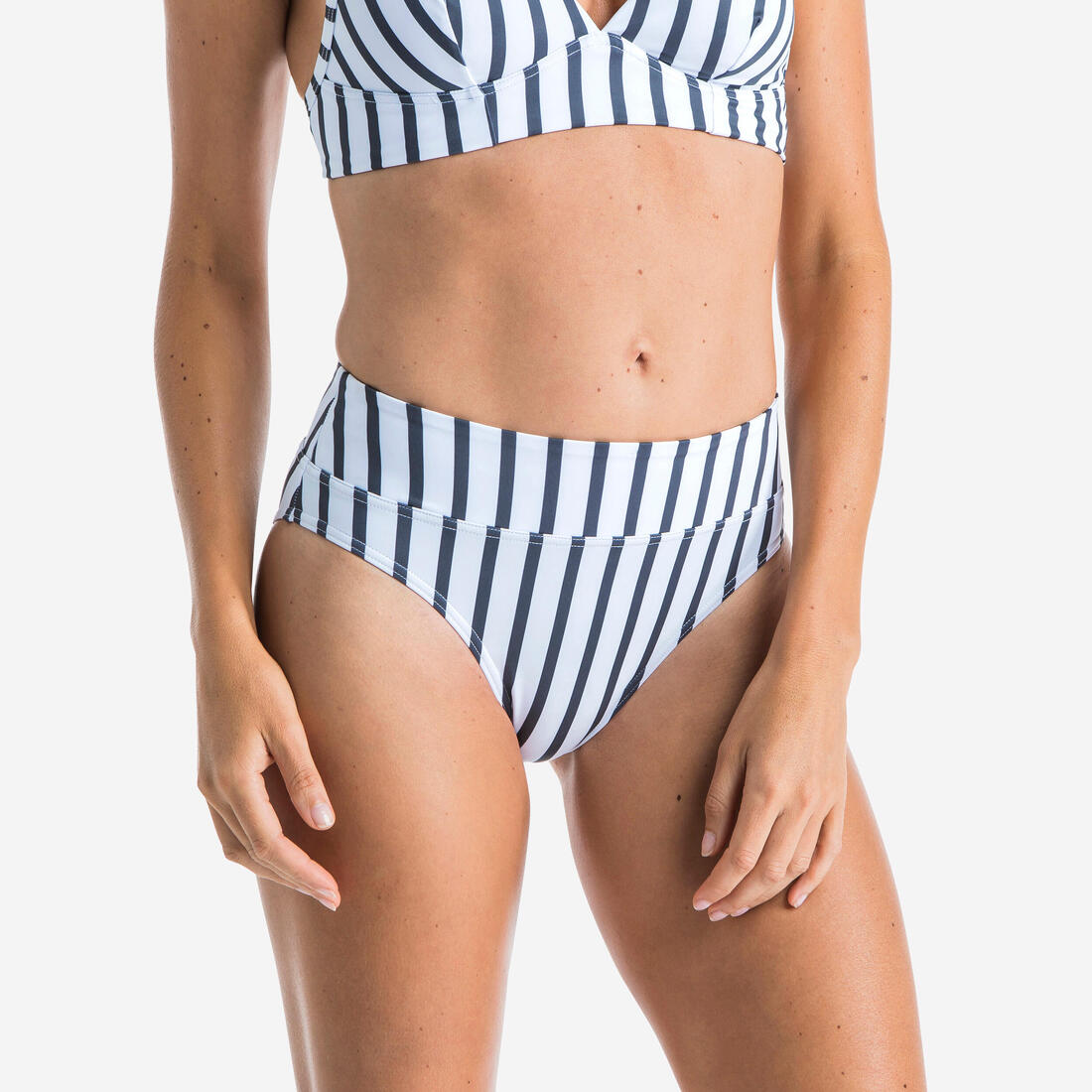 BAS DE MAILLOT DE BAIN DE SURF FEMME TAILLE HAUTE GAINANTE NORA – blanc